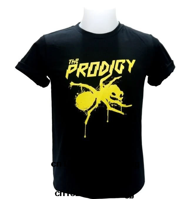 Мужская футболка с желтым логотипом The Prodigy стильная короткими рукавами в стиле