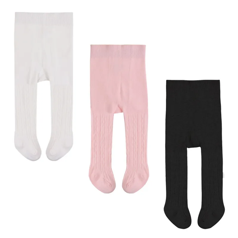 Pink Set 3 Однотонные детские леггинсы; хлопковые мягкие вязаные детские колготки для маленьких девочек; Повседневные детские леггинсы; брюки; сохраняющие тепло на весну - Цвет: Pink Set 3