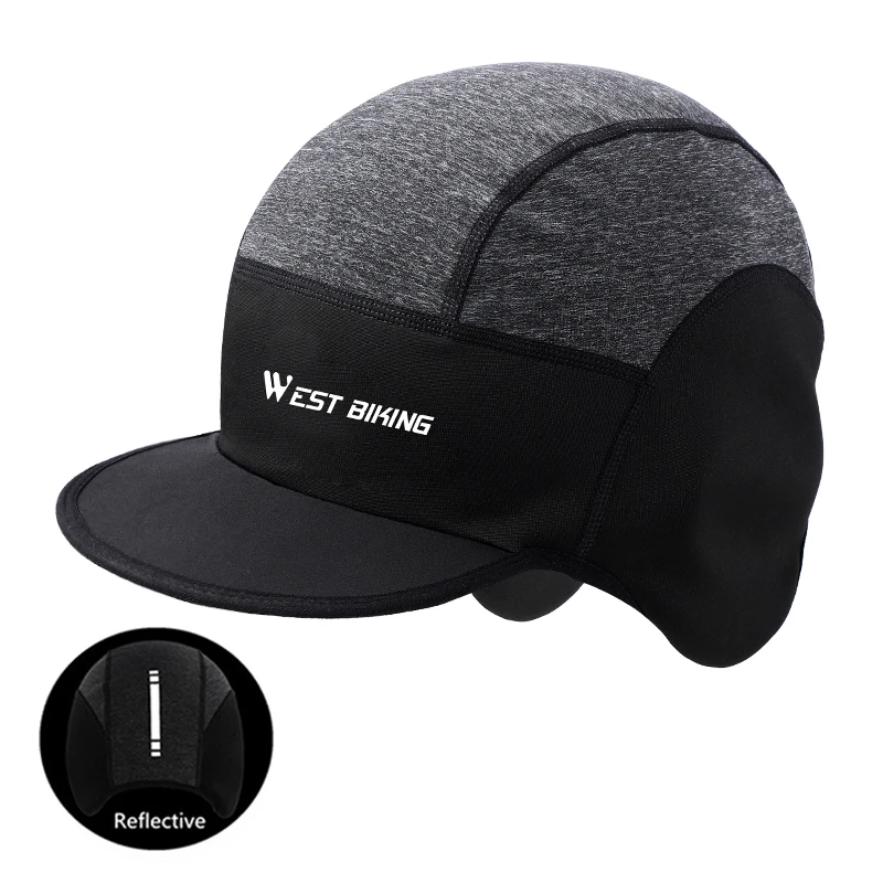 Reflective Caps WEST BIKING, Зимние флисовые велосипедные колпачки, ветрозащитные, термозащитные, для шлема, для мужчин и женщин, велосипедные головные уборы, для бега, катания на лыжах, велоспорта - Цвет: Reflective Caps