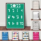 Календарь 2022, зеленый настенный календарь, печать для современной спальни, домашний декор