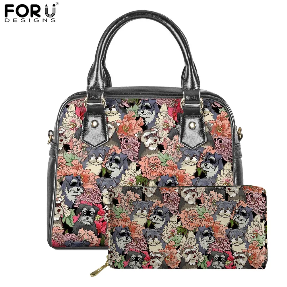 Бренд FORUDESIGNS роскошная женская сумка кошелек с цветочным принтом бульдога