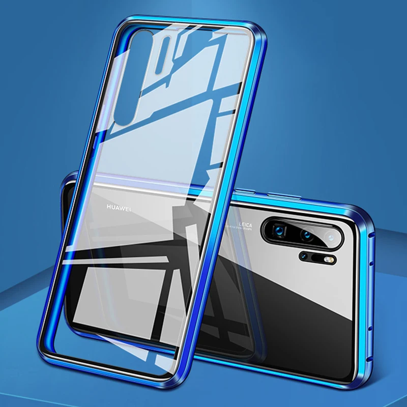 360 Full Magnetic Phone Case For Huawei P30 Pro Mate 20 X P20 NOVA 5 Double Sided Glass Metal Bumper Honor Note 10 9X 8X | Мобильные