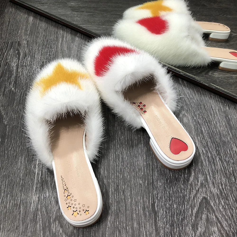 Высококачественные шлепанцы YOLOAgain из натурального меха норки женские домашние