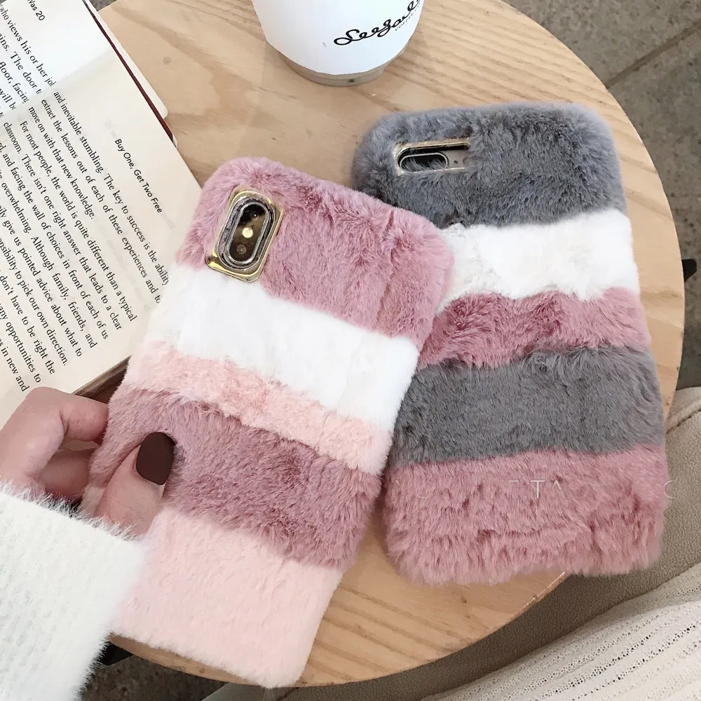 LCHULLE милые Чехлы для Apple IPhone XR XS MAX X 6 6S 7 8 плюс 5 5S SE теплый мягкий пушистый пушистые, плюшевые на заднюю панель для телефона, корпус под плетенную сумку