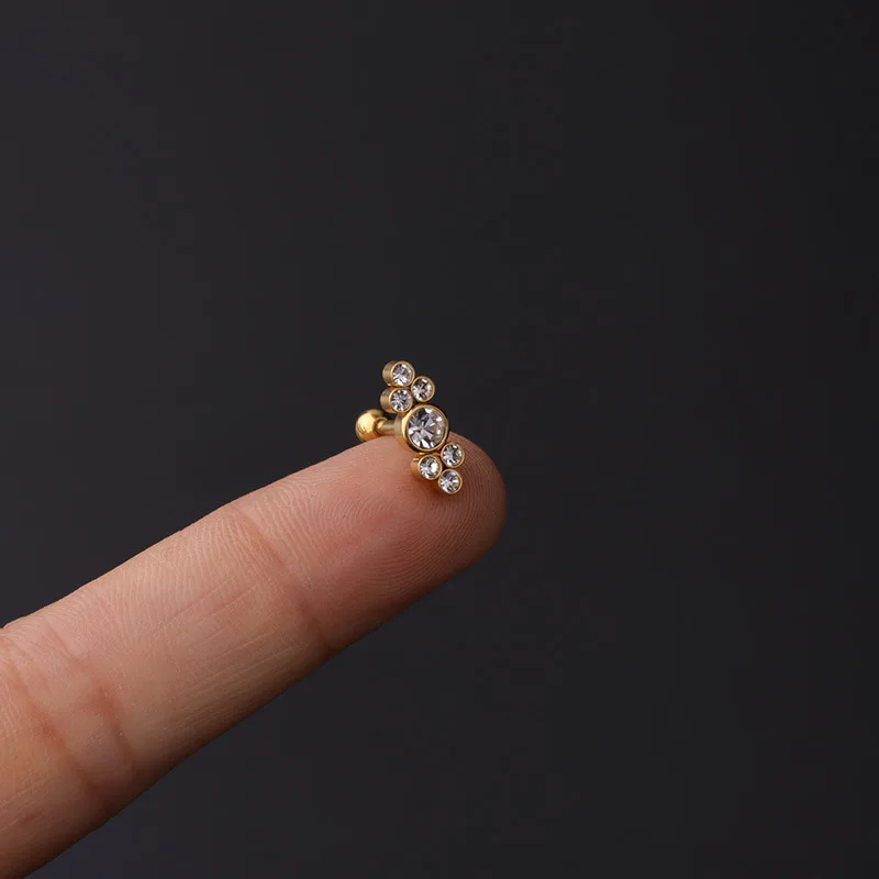 Серьга гвоздик из нержавеющей стали для пирсинга хрящевой ткани небольшой