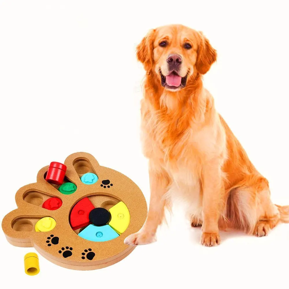 

Dogs Puzzle Toys Bones Paw Prints Wooden Fun Feeding Multi-functional Interactive Dog Toys For Cats Pet Feeder Educational