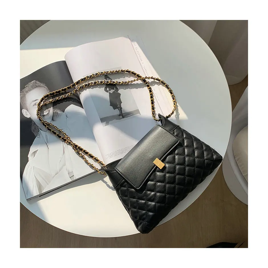 

PU single shoulder handbag 2021 new style fashion simple casual temperament chain rhombus messenger bag