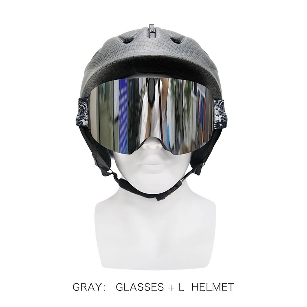 L Helmet with lens Лыжный шлем и очки из двух частей UV400 Серебро плюс двухслойные противотуманные защитные очки - Цвет: L Helmet with lens