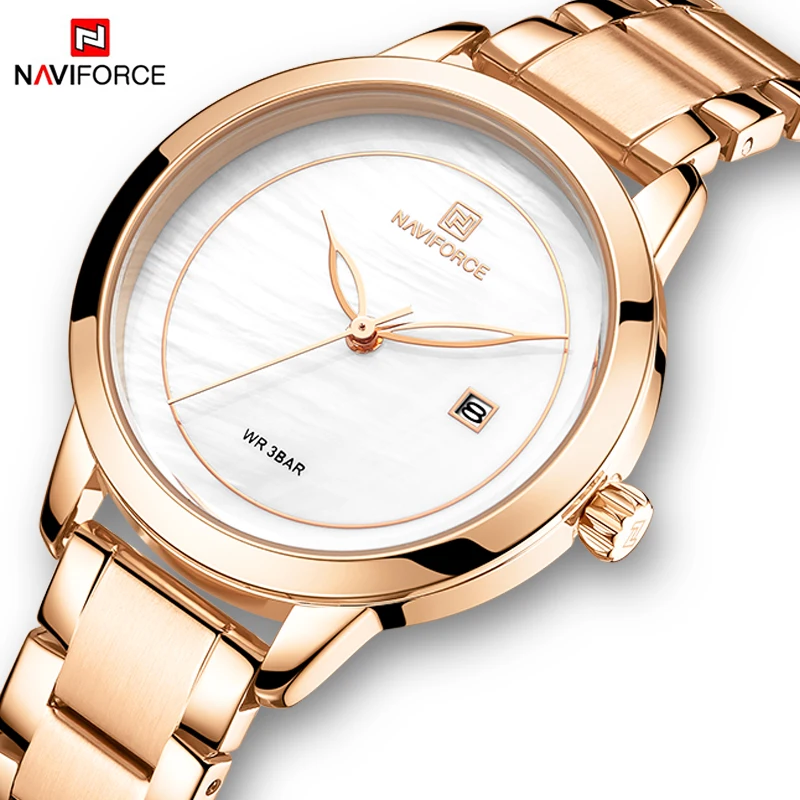 

Luxury Brand NAVIFORCE Rose Gold Watches For Women Quartz Wristwatches Fashion Ladies Bracelet Clock Watch Relogio Feminino 2019