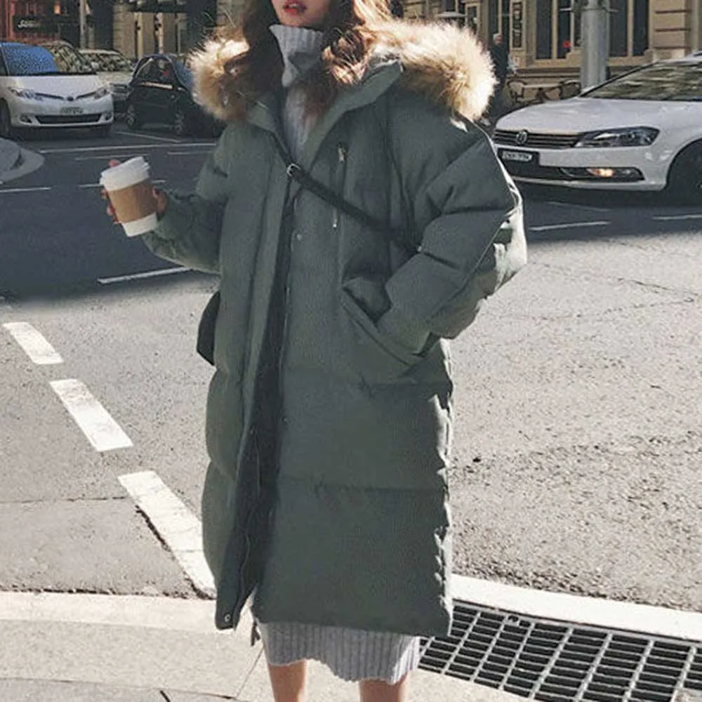

Women's Cotton Padded Jacket Long Autumn And Winter Clothing 2021 New Korean Style Loose Down Coat Mid-length Maternity Coat