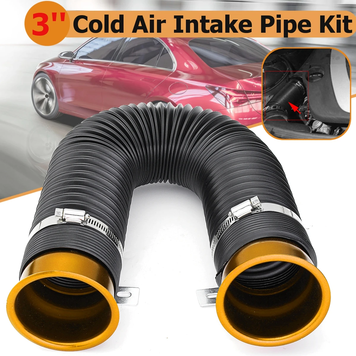 Универсальный Racingl автомобиля холодного воздуха воздухозаборный шланг 3 дюйма