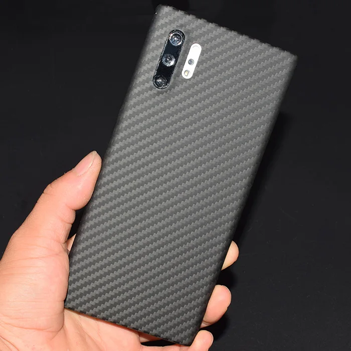 Для samsung Note 10 Plus чехол Роскошный тонкий из настоящего углеродного волокна противоударный Броня задняя крышка чехол для телефона samsung Note 10 - Цвет: Matte Black