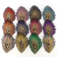 1pc sequin peacock feather embroidery patch for clothing lace fabric applique african lace iron on dress clothes accessory diy