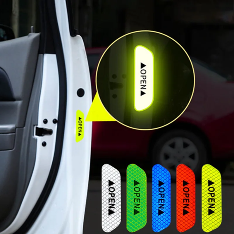 

4PCS Car Accessories Car Stickers Reflective Warning Sticker Wheel Eyebrows Door Opening Sticker Diamond Wheel Reflective Strip