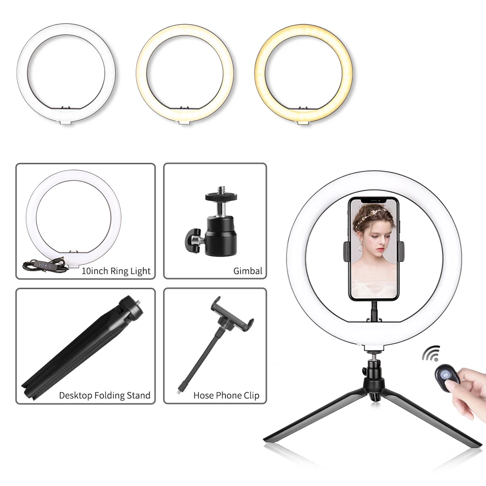 Кольцевая лампа 10 дюймов со светодиодным индикатором 26 см|Фотографическое