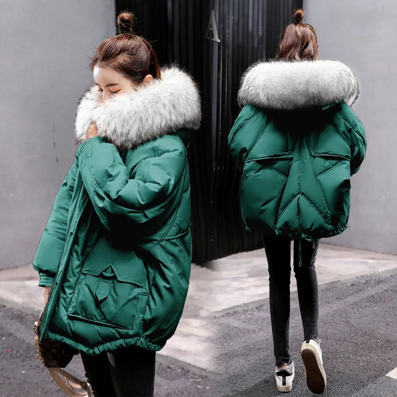 

women's new winter 2020 loose hooded big Short cotton padded clothes hair collar Korean loose women's down cotton