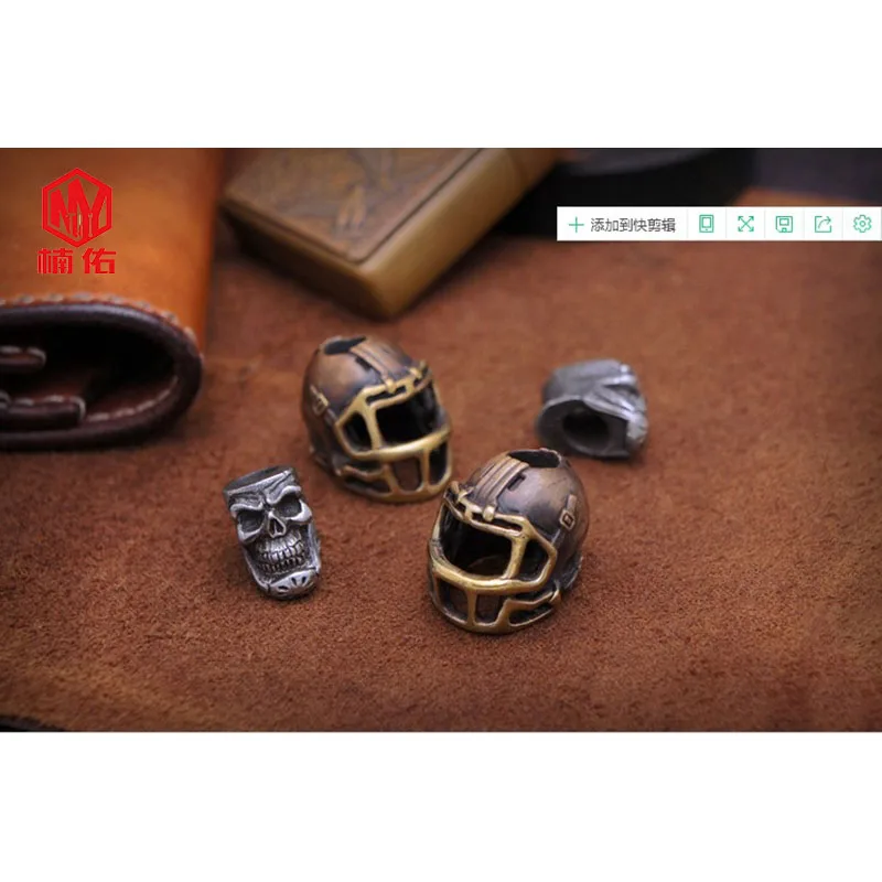 1PC Skull Rugby Hat Football cap Reteo Bronze Tibetan Silver EDC Paracord Beads Umbrella Rope Cord Lanyard Pendants Knife Beads