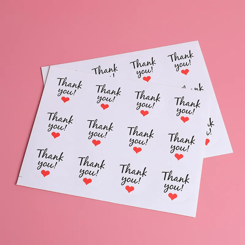 

Белая бумага, наклейка с надписью Love Thank You, декоративная наклейка, наклейка для выпечки, 12 шт., милые наклейки s