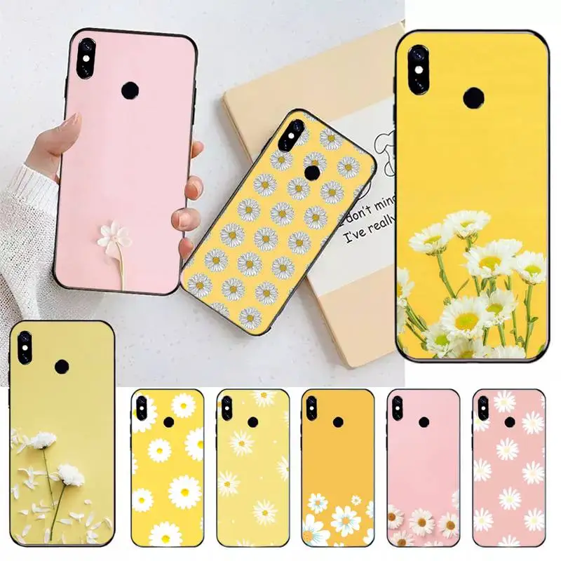 

Daisy flower painting pattern Phone Case For Xiaomi Redmi note 7 8 9 11 t s 10 A pro lite funda shell coque cover