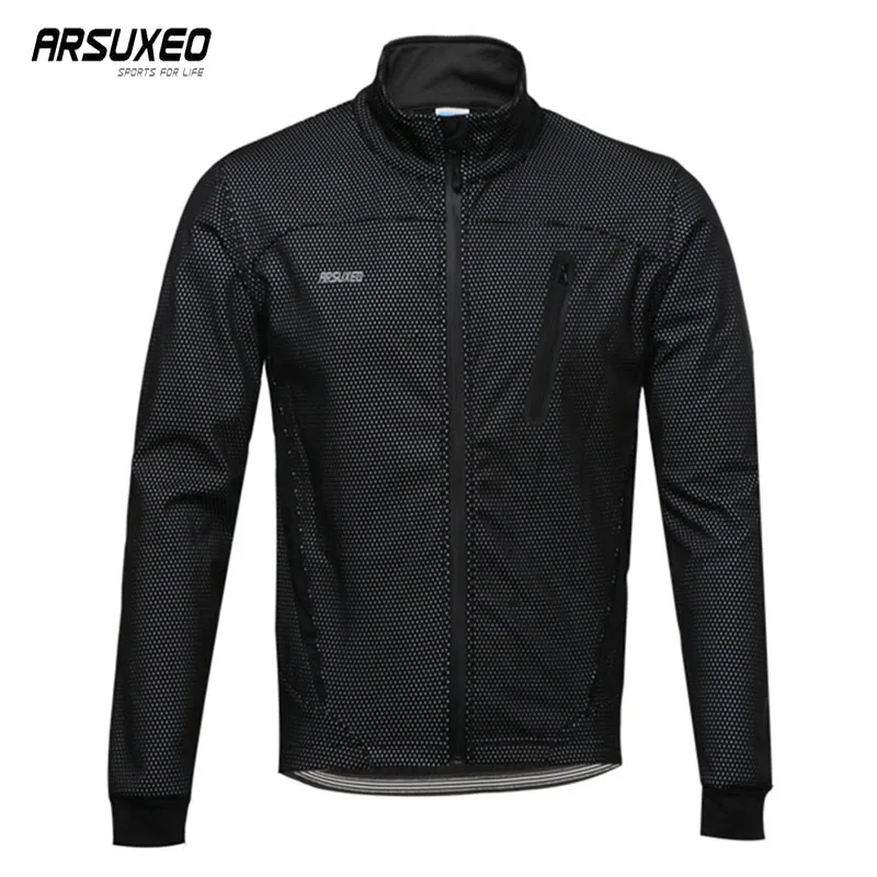 Куртка ARSUXEO велосипедная одежда флисовая ветрозащитная зимняя куртка Мужская