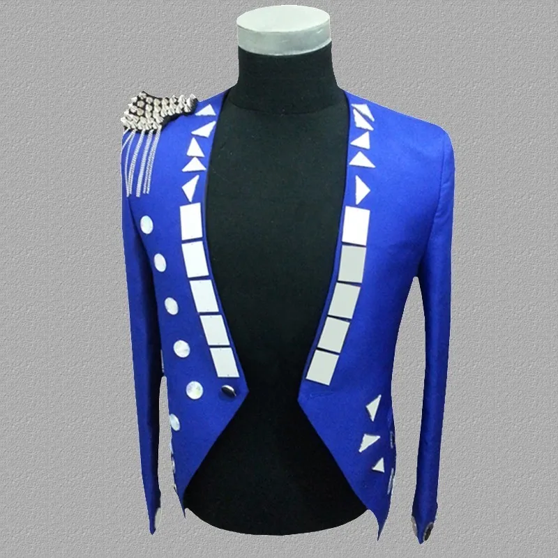 Мужской блейзер для ночного клуба певицы бара DJ рок панк металлические листы