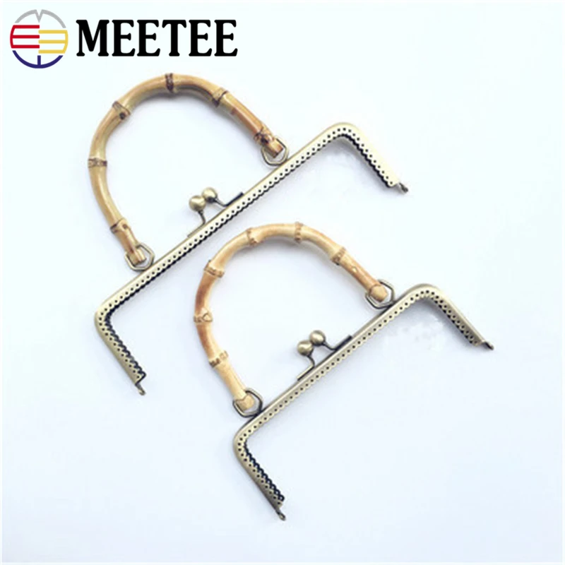 5 шт. Meetee 20/25 см квадратная металлическая ручка каркас для кошелька бронза