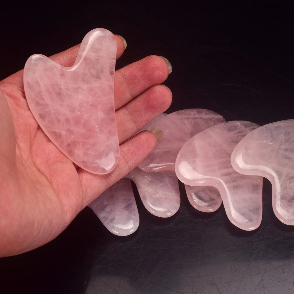 Розовый розовый кварц Gua Sha доска натуральный Нефритовый камень массажные доски