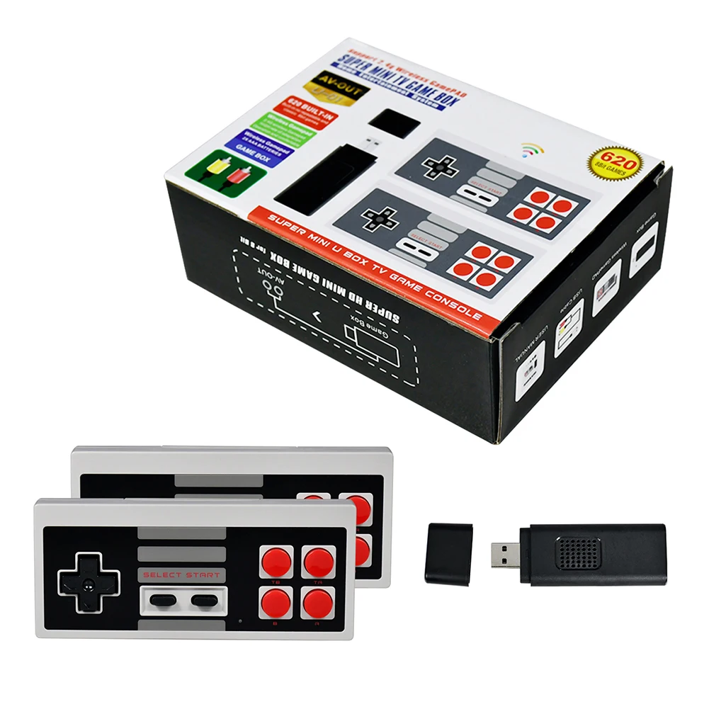 Powkiddy PK02 Video Game Console Built in 620 Classic Games USB TV Game Console Stick Retro 8 Bit Player Wireless Controller