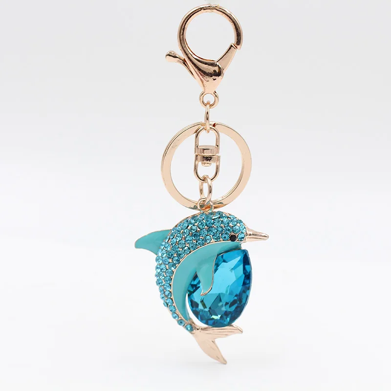 Виктория розовое золото милый Дельфин модный брелок для ключей Многоцветный