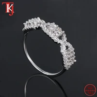 tkj elegant women trendy rings 925 sterling silver cz pave setting baguette zircon cuff ring fashion jewelry