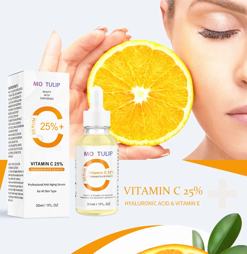 

Mo tulip skin serum 30ML 25% natural vitamin c serum liquid hyaluronic acid essence hydration anti aging anti wrinkle