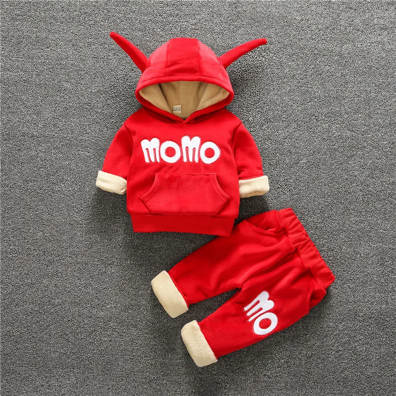 Kids Clothing Set Autumn Winter Fashion Thick Velvet Tops+pants 2pcs Child Letter Warm Clothes Suit Little Boys Girls Outfits | Детская