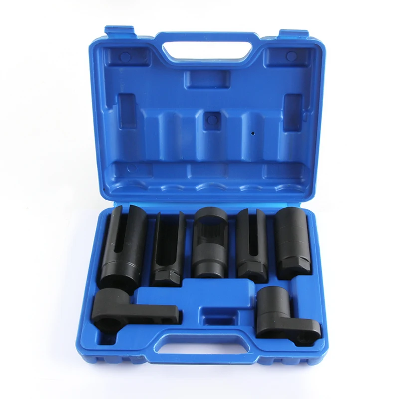 

7pcs Oxygen Sensor Socket Wrench Thread Chaser Tool Kit Auto O2 Socket Removal Installation Install Offset Vacuum Sensor Socket