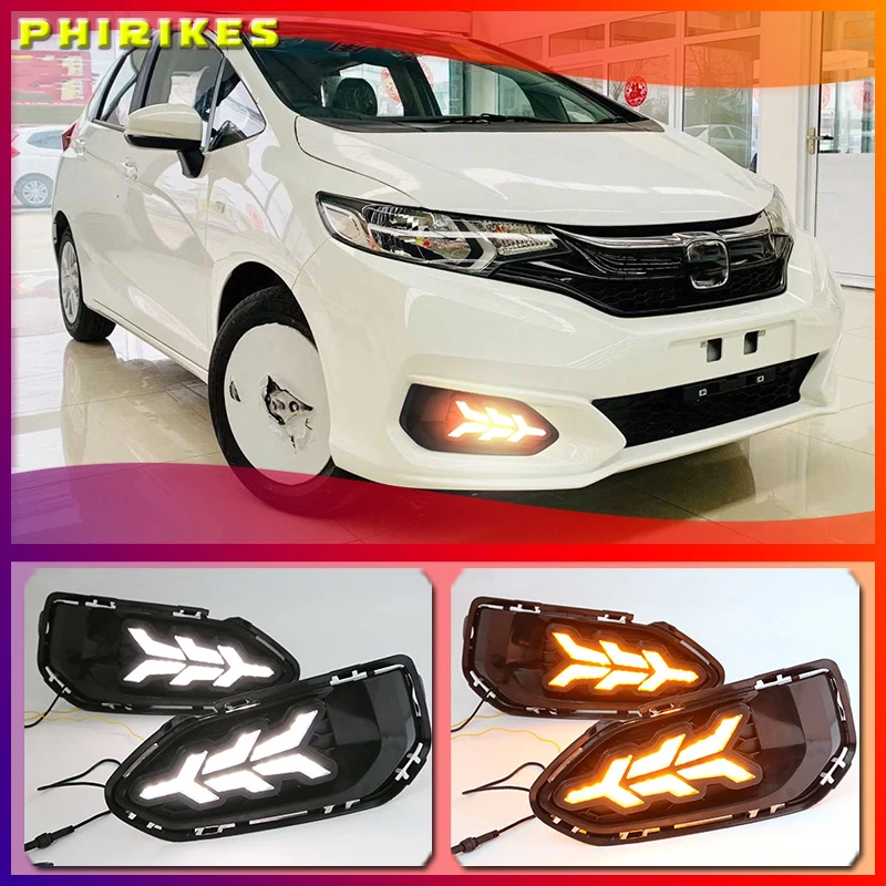 

Светодиодные дневные ходовые огни для Honda Fit Jazz 2018, 2 шт., автомобильные аксессуары, водонепроницаемые светодиодные противотуманные фары 12 В ...