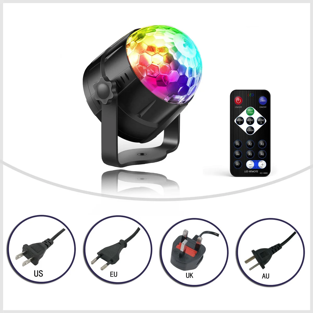 

LED crystal magic ball stage light colorful rotating KTV bar flash disco DJ light Christmas projection light