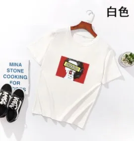 Милая женская футболка Летняя Повседневная с коротким рукавом и круглым вырезом