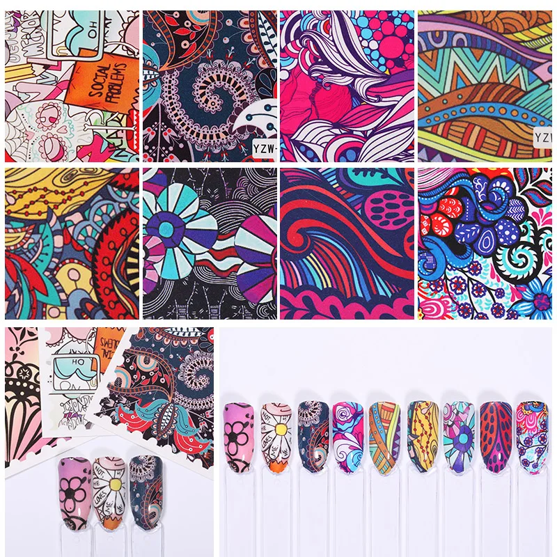 1 Лист наклейки для ногтей дизайн штампов полный стикер переноса воды DIY