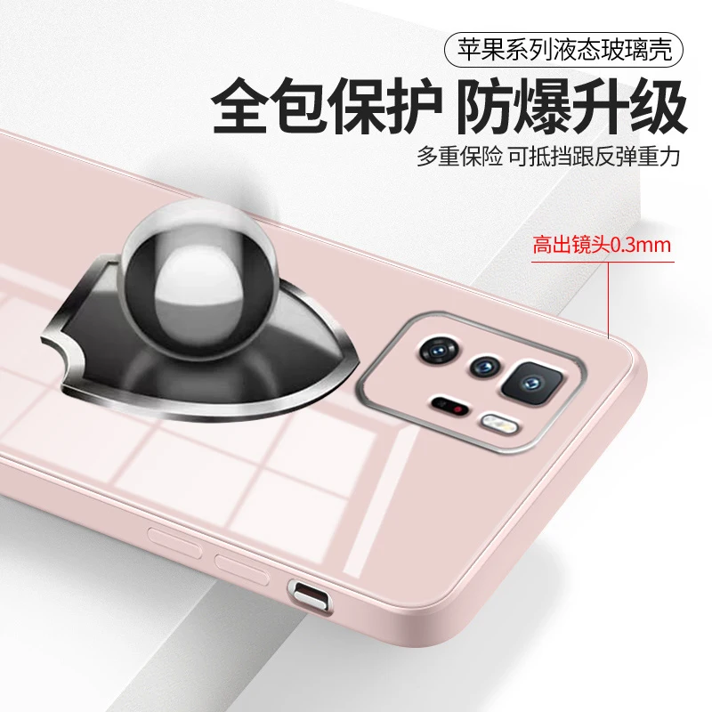 original tempered glass phone case for poco x3 gt pocox3 x3gt 5g soft square fashion luxury liquid silicone frame back cover bag free global shipping