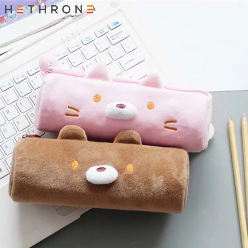 Hetron 3D однотонный чехол для карандашей с изображением медведя животного розовый