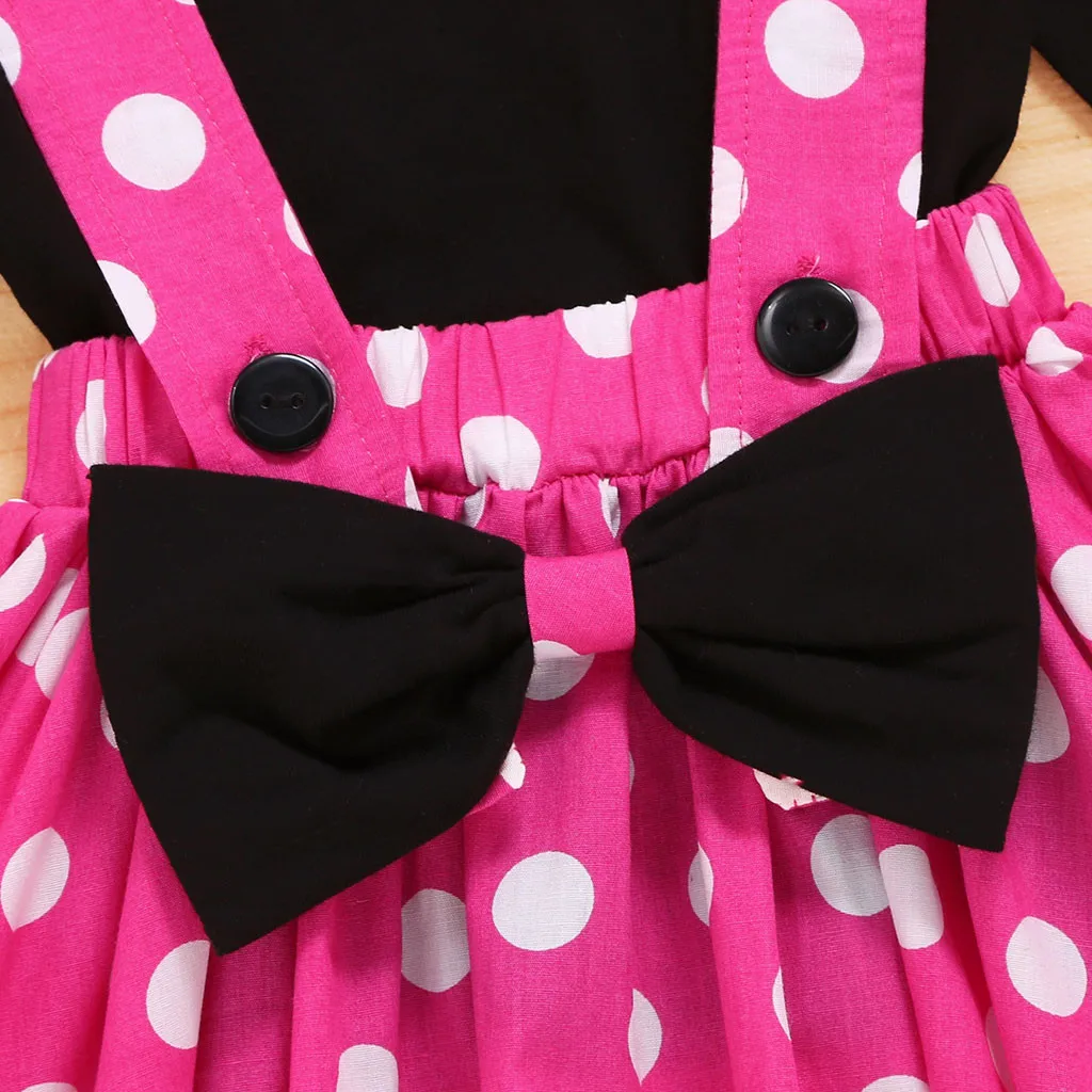 

Newborn Clothes Toddler Baby Girls Ruffles T-Shirt Tops+Dot Print Suspender Skirts Outfits Sets