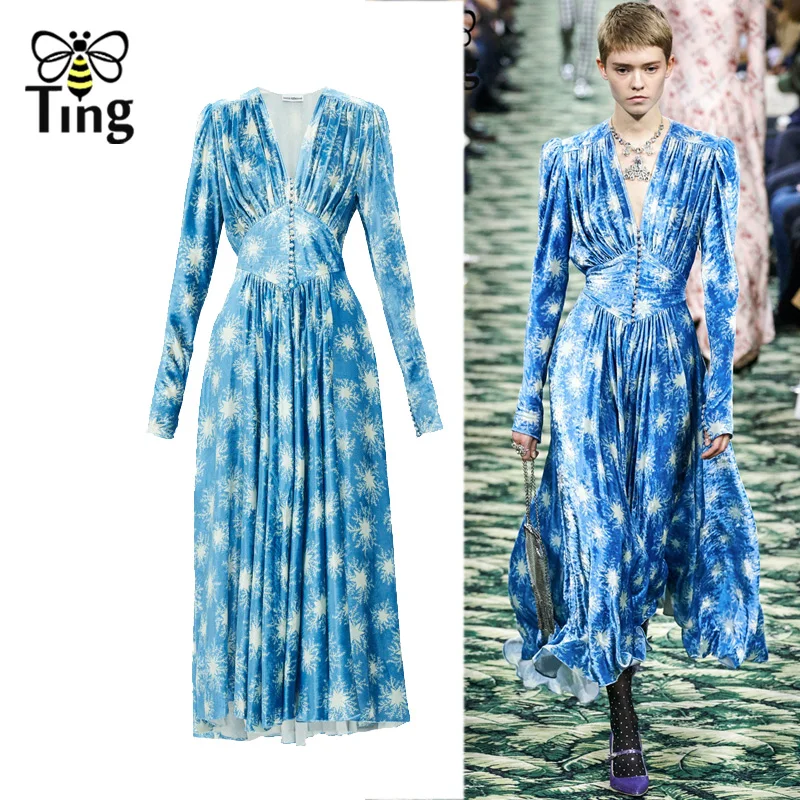 Tingfly 2020 подиумное дизайнерское бархатное платье с цветочным принтом роскошное