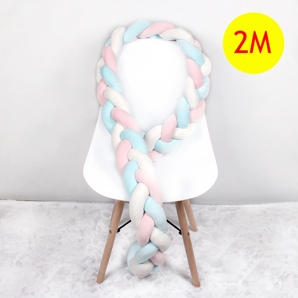 Color mixing 2m 1 м/2 м/3 м длинный забор для детской кроватки Плетеный пинцет с ручной вязкой Подушка для детской кроватки бампер защитный коврик для детской кроватки украшение интерьера - Цвет: Color mixing 2m