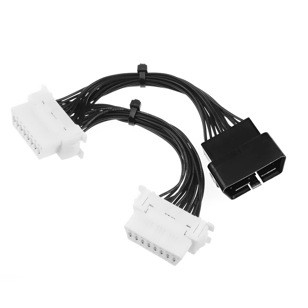 1 шт. плоский + тонкий как лапша OBDII OBD 2 OBD2 16 контактный ELM327 штекер двойной гнездо Y