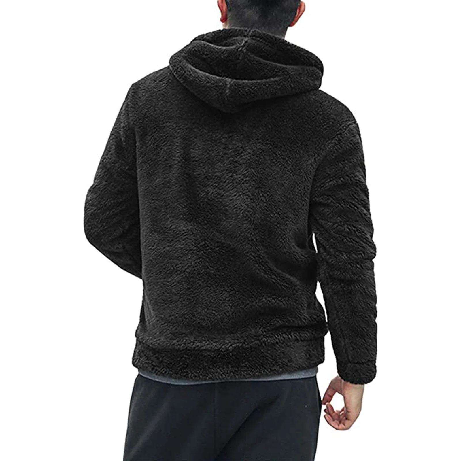 

Autumn Winter Men Warm Solid Color Fleece Furry Hoodied Multicolor Casual Long Sleeve Zipper Decoration Sweatshirts