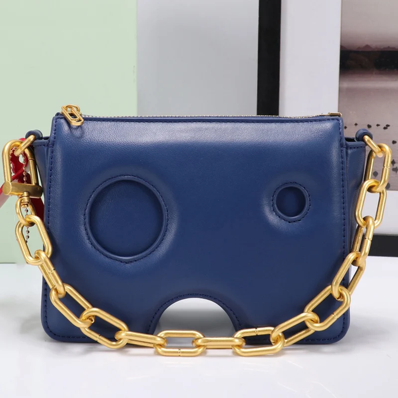 

Design half-moon hollow irregular leather hardware chain handbag ladies new style underarm bag fashion all-match cave bag