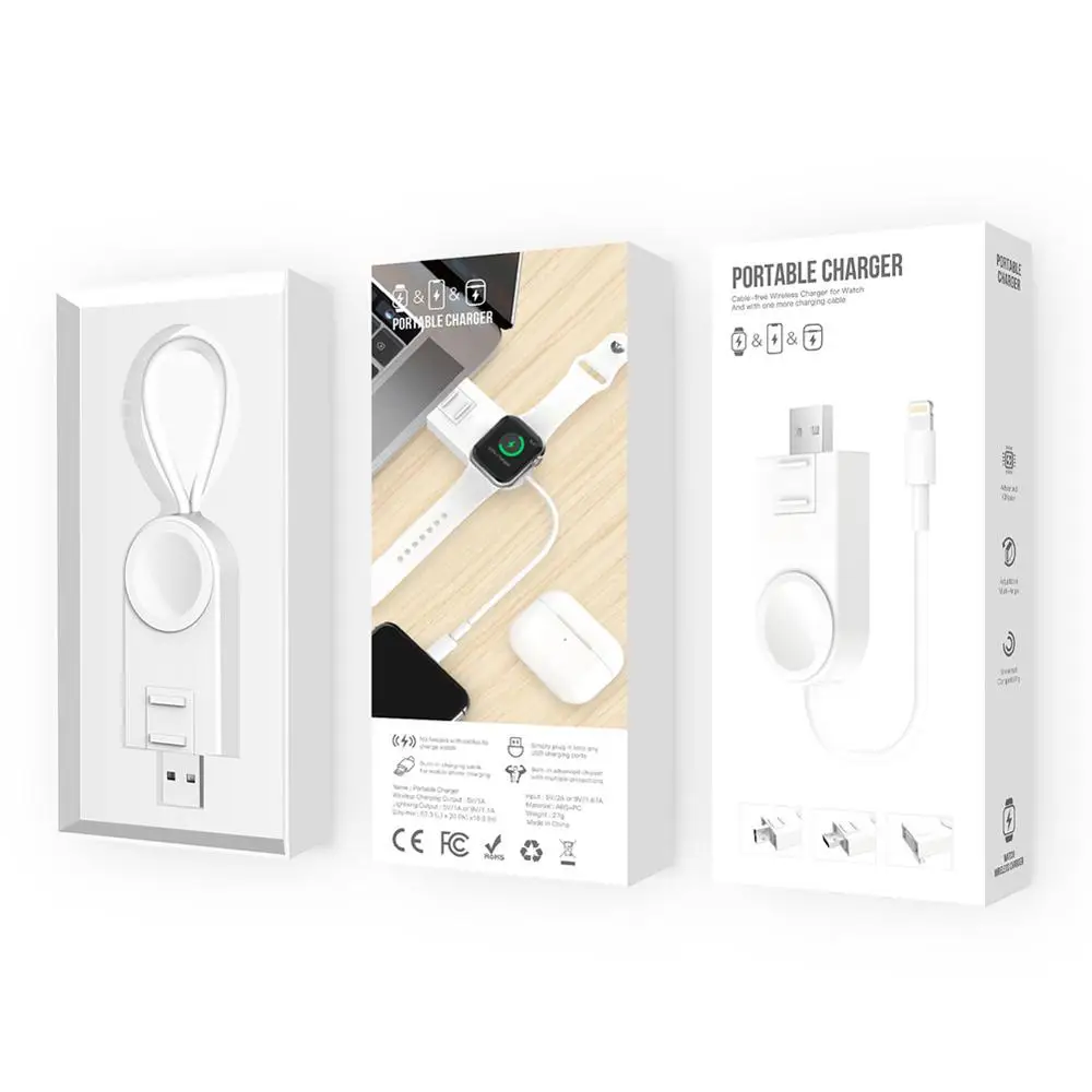 wireless charger for apple watch portable magnetic for apple iwatch series 5 4 3 2 1 iphone xs xr 7 8 11 plus usb cable airpods free global shipping