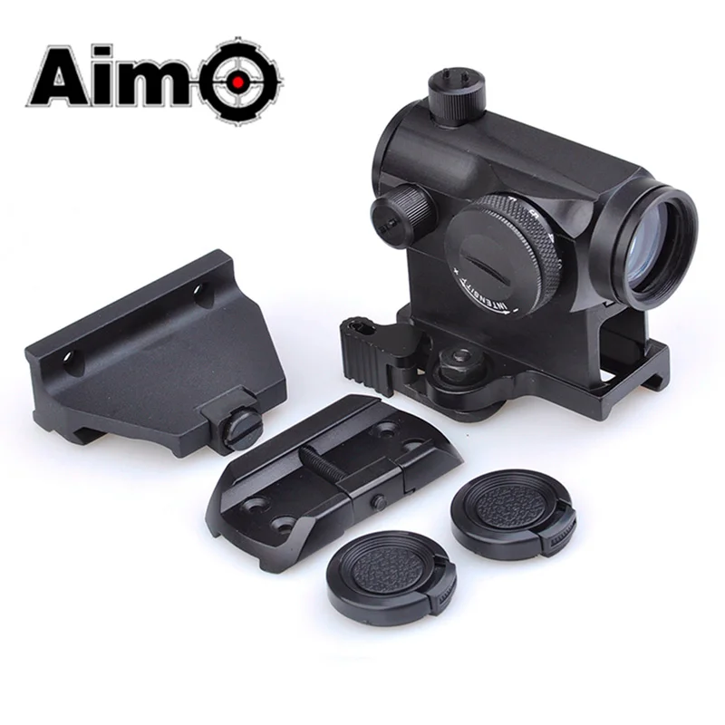 BK Тактический прицел Aim-O T1 красный/зеленый точечный прицел с креплением QD/низкое крепление/Вертикальное Крепление со смещением T-1 AO5031 охотничья оптика - Цвет: BK