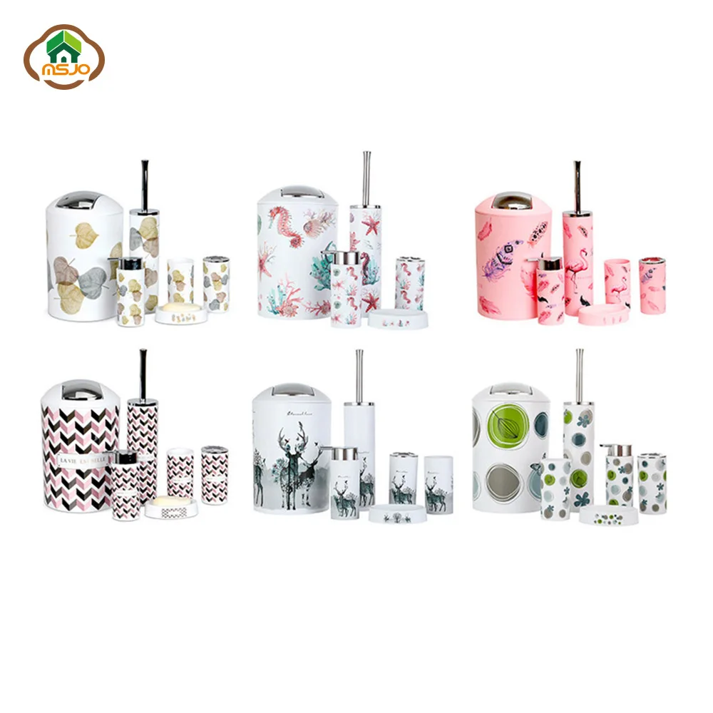 Набор для ванной комнаты MSJO с принтом в скандинавском стиле домашнего декора 6 шт.