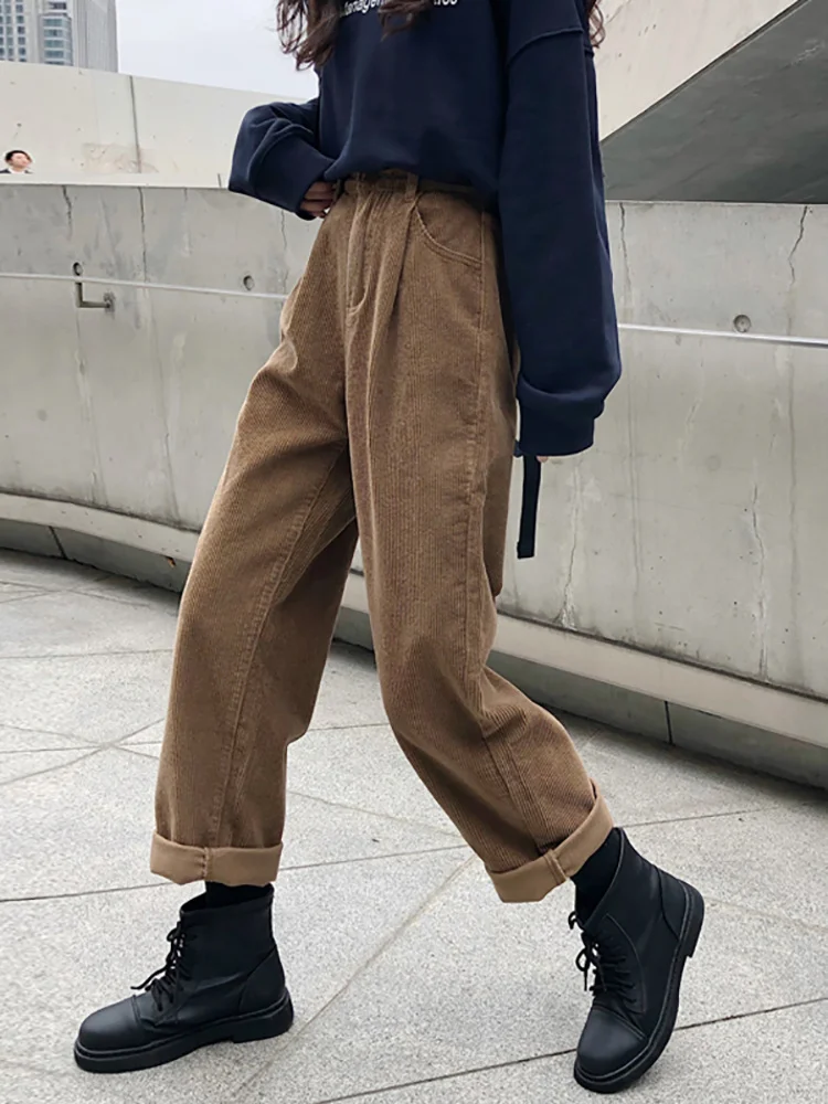 

Corduroy Wide Leg Pants Women's Spring and Autumn Long Pants Autumn and Winter Casual Overalls Loose High Waist Thin Straight