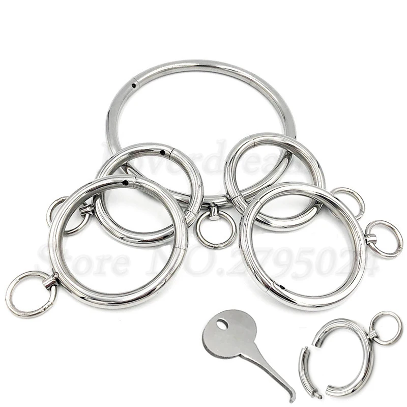 Взрослые игры Нержавеющая сталь с круглой горловиной наручники c вырезом в